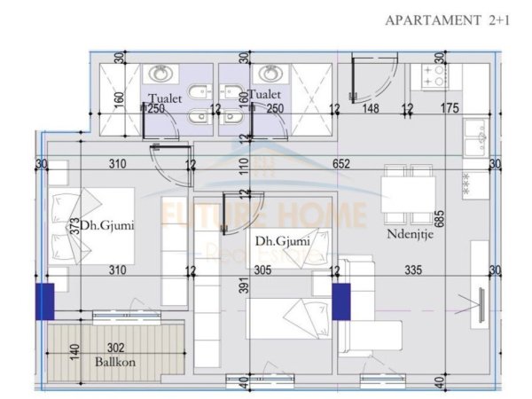 Tirane, shitet apartament 2+1+Ballkon Kati 5, 85 m² 111.280 € (CASA ITALIA)