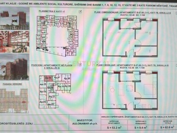 Tirane, shes apartament 1+1 Kati 7, 63 m² 90.090 € (Ali Demi)