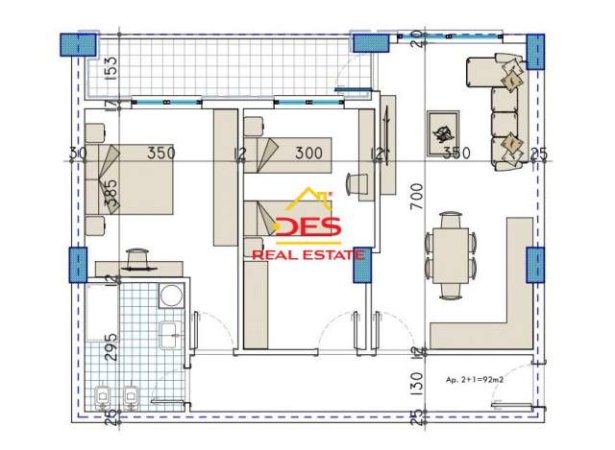 Tirane, shitet apartament 2+1+BLK Kati 1, 104 m² 64.480 Euro (Bulevardi Blu)
