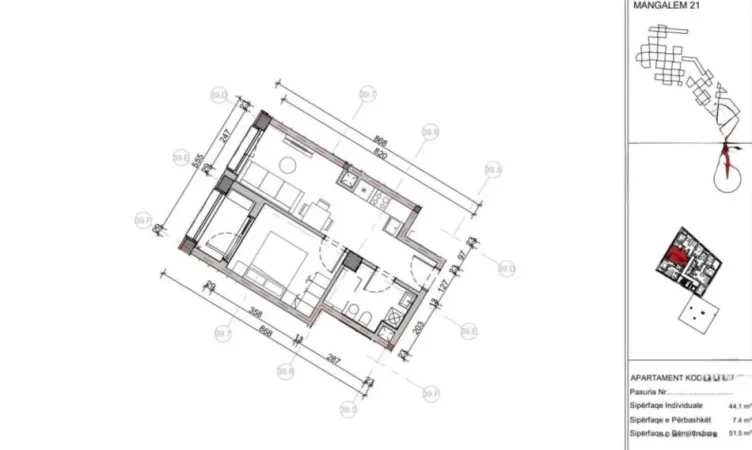 Tirane, shitet apartament 1+1 Kati 4, 51 m² 85.000 € (ALI DEMI)