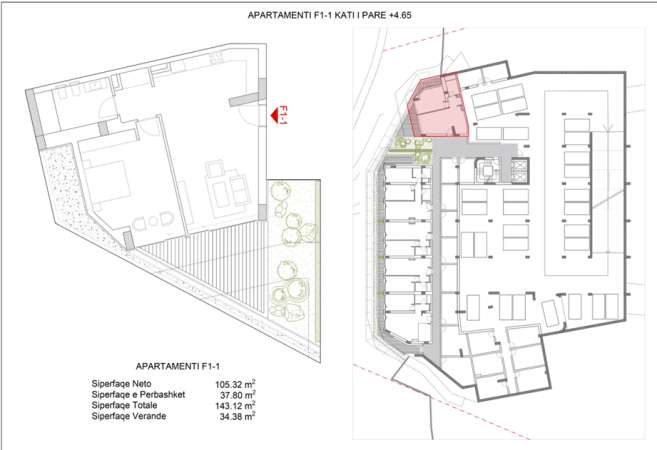 Dhermi - Palase, shitet apartament+verande | Penthouse 1+1+Ballkon Kati 1, 143 m² 580.000 € 