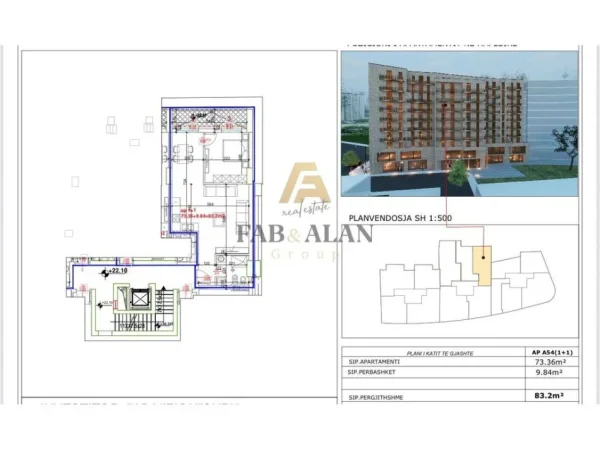 Tirane, shitet apartament 1+1 Kati 6, 83 m² 124.800 € (Ali Dem)