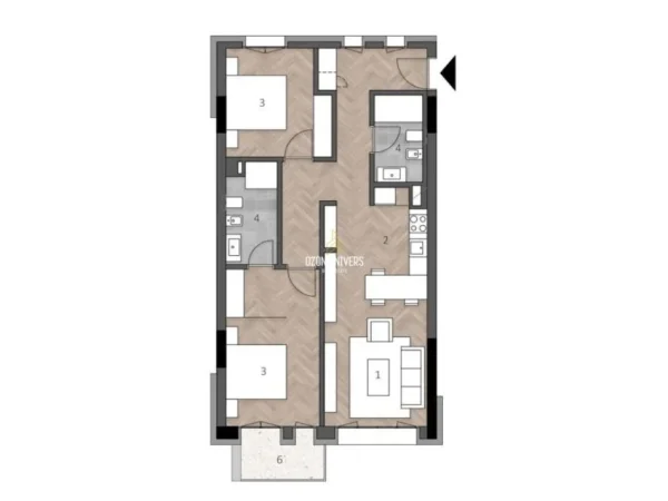 Dhermi - Palase, shitet apartament 2+1+Ballkon Kati 2, 137 m² 483.768 € 
