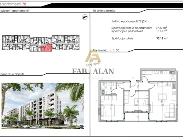 Golem, shitet apartament 2+1 Kati 4, 93 m² 149.000 € (Golem)