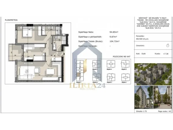 Tirane, shitet apartament 2+1+Ballkon Kati 2, 105 m² 146.608 € (5 maj kOMPLEKSI AJKA)