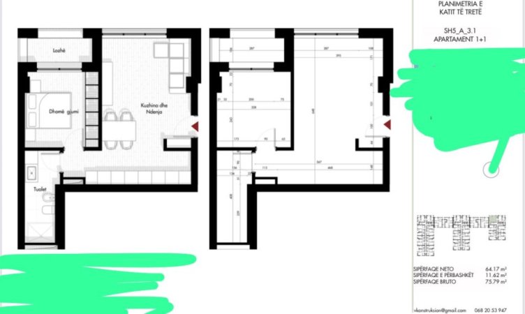 Shitet Super Apartament 1+1 tek Siri Kodra,  Kati 3, 75 m² 120.000 €uro