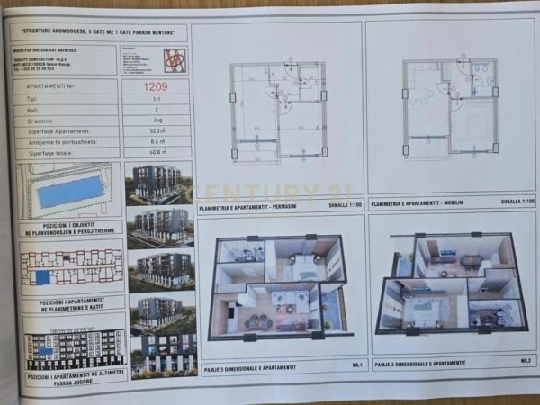 Durres, shitet apartament 1+1 Kati 3, 61 m² 78.000 € (Golem)