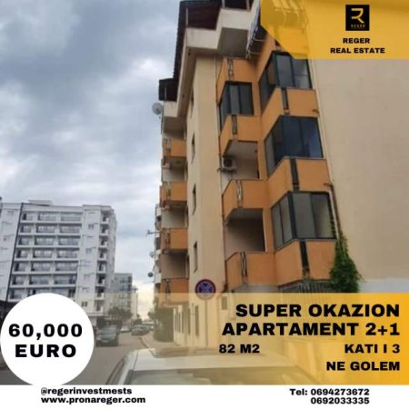 Golem, shitet apartament 2+1 Kati 3, 82 m² 60.000 Euro (Golem)
