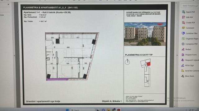 Tirane, shitet apartament 1+1+BLK Kati 7, 64 m² 109990 Euro (Bulevardi i ri Kompleksi Novus)