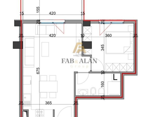 Tirane, shitet apartament 1+1 Kati 4, 68 m² 114.920 € (Rruga e Kavajes)