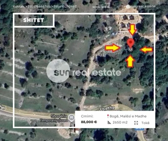 Shkoder, shitet toke , 2.650 m² 88.000 € (BOGE)