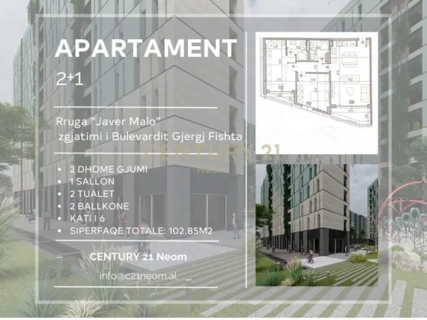 Tirane, shitet apartament 2+1+Aneks+Ballkon Kati 6, 103 m² 195.700 € (Riverside Rezidenc)