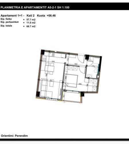 Tirane, shitet apartament 1+1 Kati 2, 69 m² 82.450 € (Kompleksi Aluna, Paskuqan)