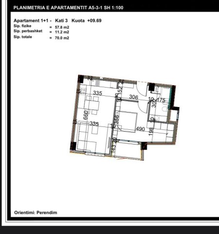 Tirane, shitet apartament 1+1 Kati 3, 70 m² 84.000 € (Kompleksi Aluna, Paskuqan)