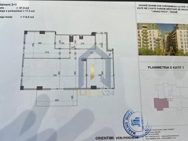 Tirane, shitet apartament 2+1+Ballkon Kati 7, 115 m² 172.200 € (Viva Kompleks)