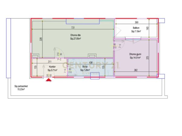 Tirane, shes apartament 1+1+Aneks+Ballkon Kati 4, 76 m² 161.000 € (Kompleksi Guce)