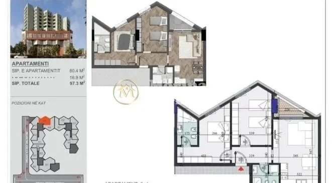 Tirane, shitet apartament 2+1 Kati 10, 97 m² 165.000 € (Zogu i Zi)