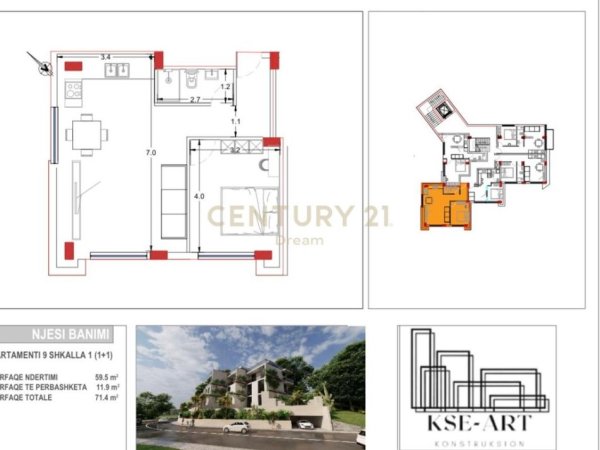Vlore, shitet apartament 1+1 Kati 2, 71 m² 121.380 € (Rezidenca “Radhima”)