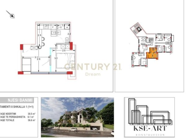 Vlore, shitet apartament 1+1 Kati 2, 37 m² 62.220 € (Rezidenca “Radhima”)