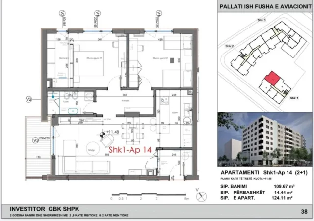 Tirane, shitet apartament 2+1 , 265.000 €