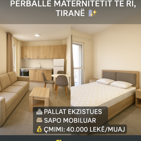 Tirane, jepet me qera apartament 1+1 Kati 3, 50 m² 401 € (Materniteti i Ri)