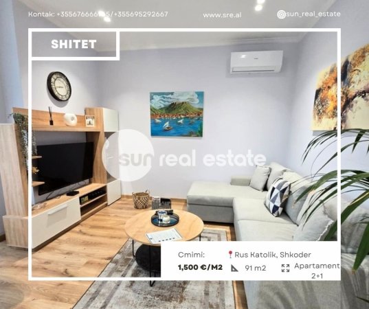 Shkoder, shitet apartament 2+1+Ballkon Kati 0, 91 m² (RUS KATOLIK)