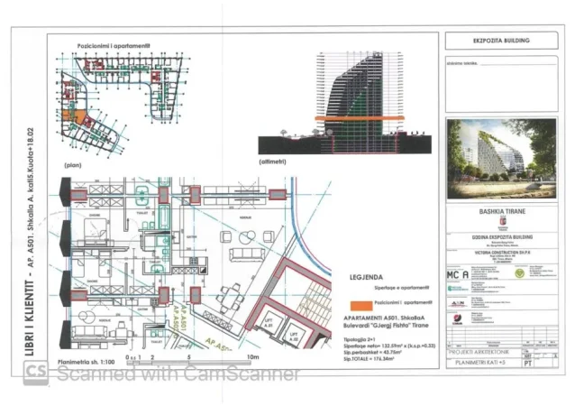 Tirane, shes apartament 2+1 Kati 5, 176 m² 529.000 € (Ish Ekspozita)