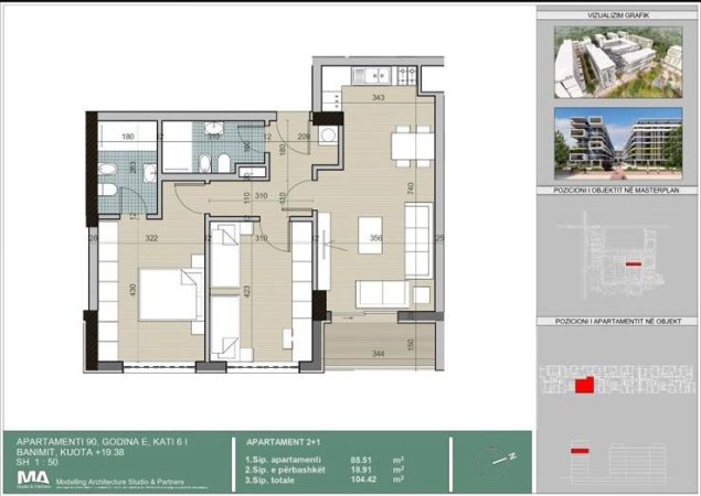Tirane, shitet apartament 4+1 Kati 6, 104 m² 123.000 € (PRANE QTU)
