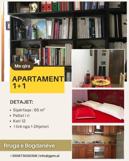 Tirane, jepet me qera apartament 1+1 Kati 12, 65 m² 700 € (Rruga e Bogdaneve)