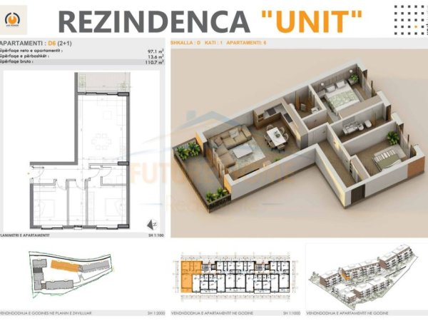 Tirane, shitet apartament 2+1 Kati 1, 111 m² 232.500 € (UNIT RESIDENCE, TEG)