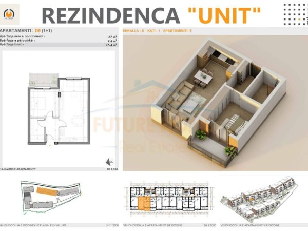 Tirane, shitet apartament 1+1 Kati 1, 76 m² 160.500 € (UNIT RESIDENCE, TEG)