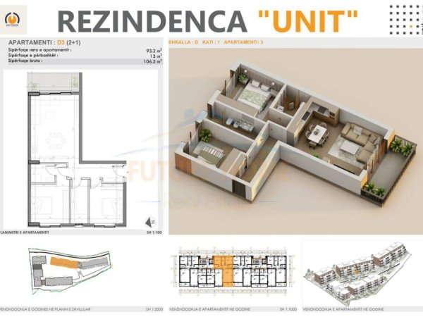 Tirane, shitet apartament 2+1 Kati 1, 106 m² 223.000 € (UNIT RESIDENCE, TEG)