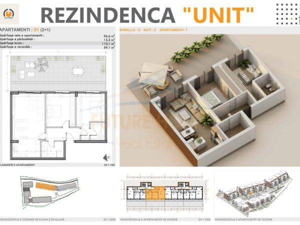 Tirane, shitet apartament 2+1+Ballkon Kati 0, 169 m² 272.300 € (UNIT RESIDENCE, TEG)