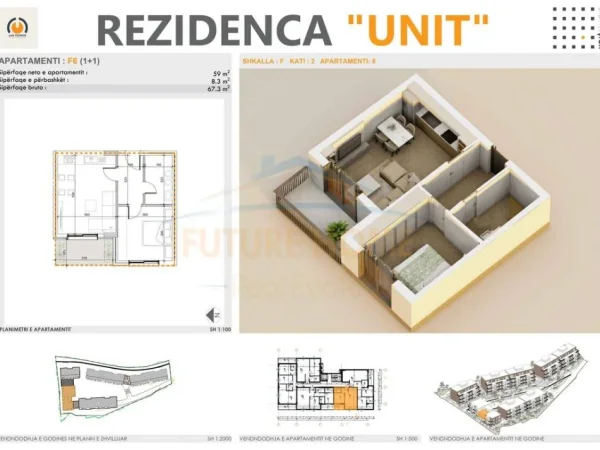 Tirane, shitet apartament 1+1 Kati 2, 67 m² 141.300 € (UNIT RESIDENCE, TEG)
