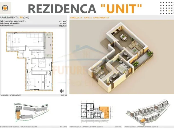 Tirane, shitet apartament 2+1 Kati 2, 118 m² 248.600 € (UNIT RESIDENCE, TEG)