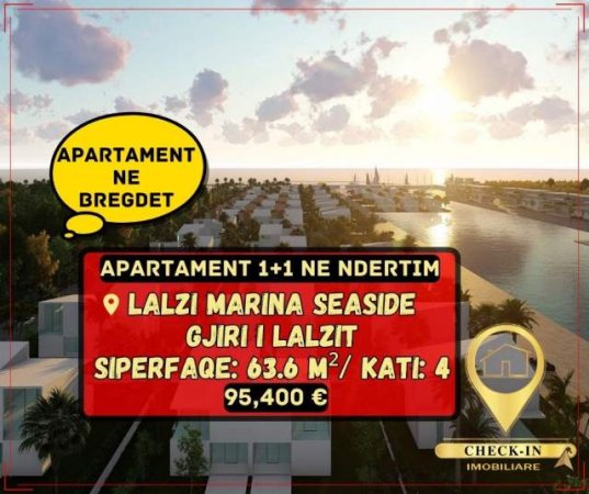 Gjiri Lalezit, shitet apartament ne plazh 1+1+BLK Kati 4, 63 m² 95.400 Euro (Gjiri i Lalzit)