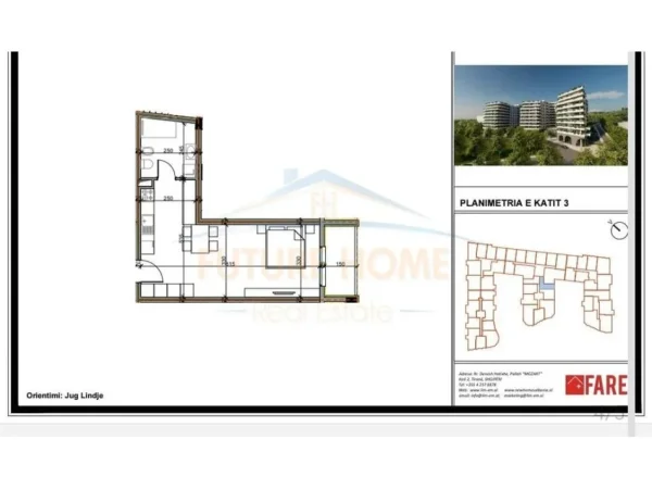 Tirane, shitet garsonier 1+1+Ballkon Kati 3, 59 m² 56.000 € (Paskuqan)