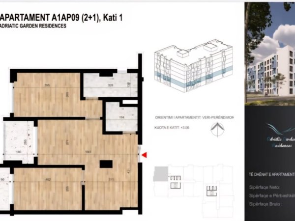 Durres, shitet apartament 2+1+Ballkon Kati 5, 79 m² 119.000 € (Golem)