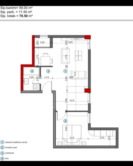 Tirane, shitet apartament 1+1 Kati 2, 70 m² 95.000 € (Rruga Zhegu)