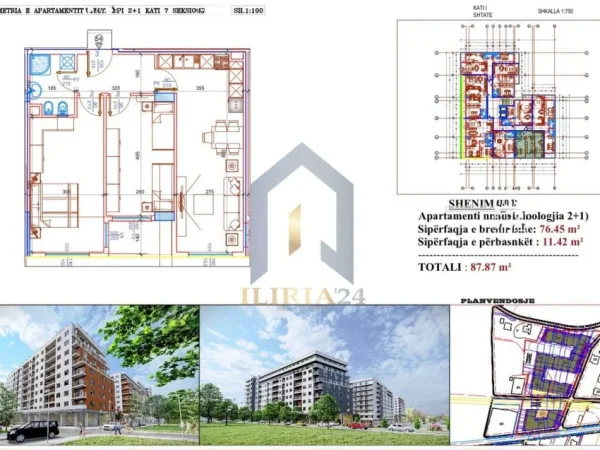 Tirane, shitet apartament 2+1+Ballkon Kati 7, 88 m² 105.444 € (Paskuqan Sanel Reisdence)