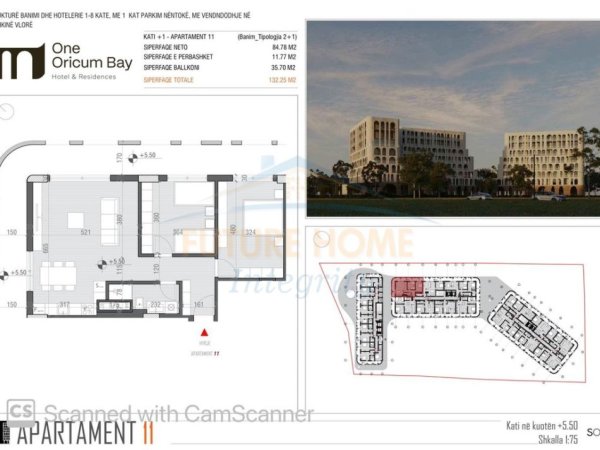 Vlore, shitet apartament 2+1 Kati 1, 132 m² 291.000 € (One Oricum Bay, Orikum)
