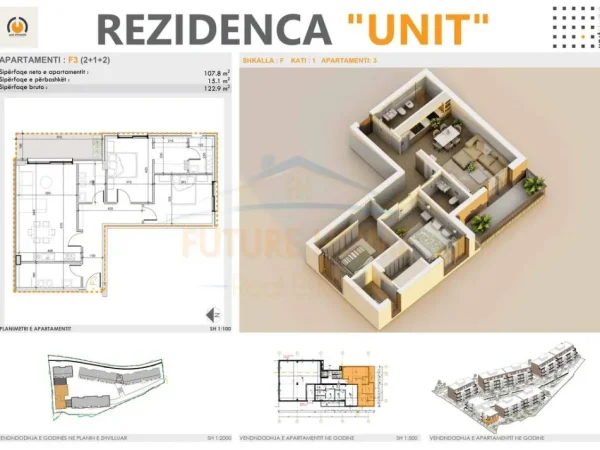 Tirane, shitet apartament 2+1 Kati 1, 123 m² 258.000 € (UNIT RESIDENCE, TEG)