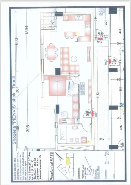 Tirane, shes apartament 1+1+Ballkon Kati 6, 76 m² 191.500 € (Selvia)
