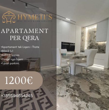 Tirane, jepet me qera apartament 1+1 Kati 2, 80 m² 1.200 € (Liqeni I Thate)