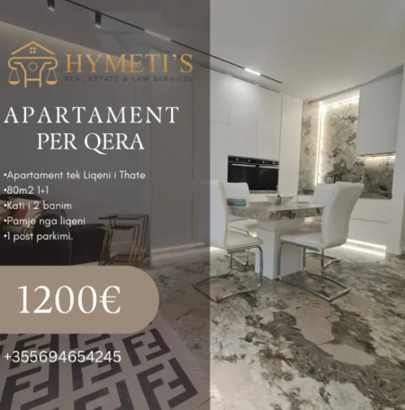Tirane, jepet me qera apartament 1+1 Kati 2, 80 m² 1.200 € (Liqeni I Thate)