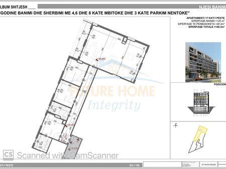 Tirane, shitet 3+1+Ballkon Kati 5, 148 m² 1€ (FARMACIA 10)