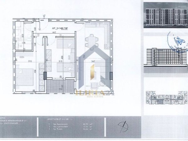 Tirane, shitet apartament 2+1+Ballkon Kati 8, 94 m² 75.400 € (Kamez Rruga Teuta)