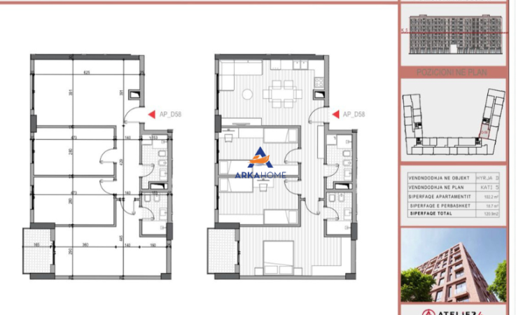 Tirane, shitet apartament 3+1 Kati 5, 121 m² 174.450 € (5 MAJI)