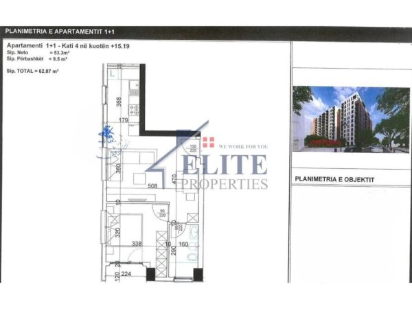 Tirane, shitet apartament 1+1+Ballkon Kati 4, 63 m² 100.552 € (Aura Residence)