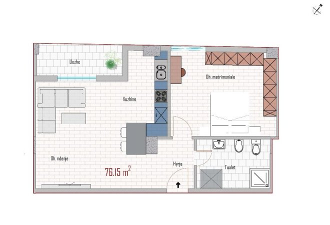 Tirane, shitet apartament 1+1 Kati 5, 84 m² 92.543 € (Paskuqan)